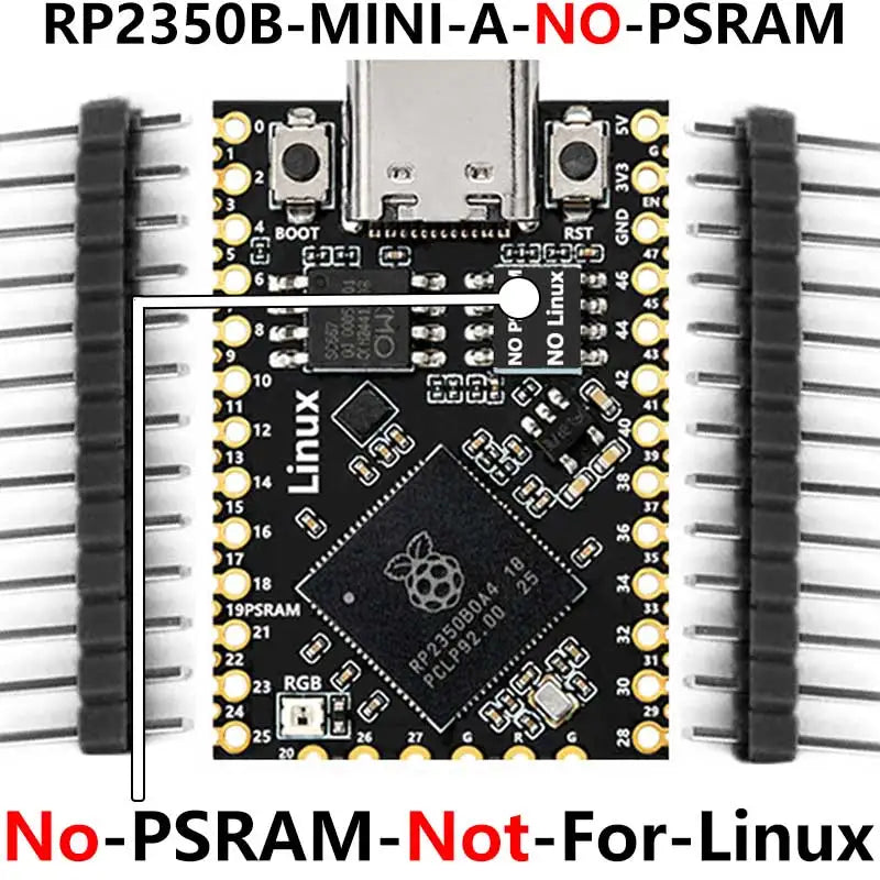 Raspberry Pi Pico 2 Tiny RP2350B RP2350-Linux Mini Development Board with PSRAM-8MB Or Without PSRAM
