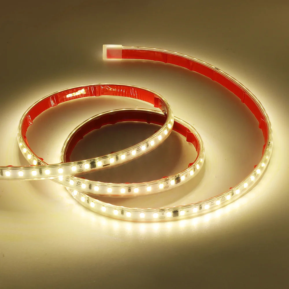 AC 220V 2835 LED Strip Light Waterproof IP67 120 LEDs Flexible Tape Lamp with IC Home Lighting White 0.5m 1m 2m 5m 10m 20m 50m