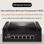 6 LAN 2.5G Firewall Router Intel 3 N355 N200 N150 N97 i226-V Fanless Mini PC DDR5 2xNVMe 1xSATA3.0 2xHD Type-C pfSense OPNsense