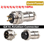 GX16 Gold Plated Aviation Male Plug / Female Socket Industrial Welding Connectors 2PIN 3PIN 4PIN 5PIN 6PIN 7PIN 8PIN 9PIN 10PIN