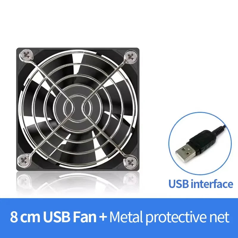 TEUCER USB Cooling Fan 8CM/12CM/14CM 800-1800RPM USB Port Power Supply Desktop Computer Available