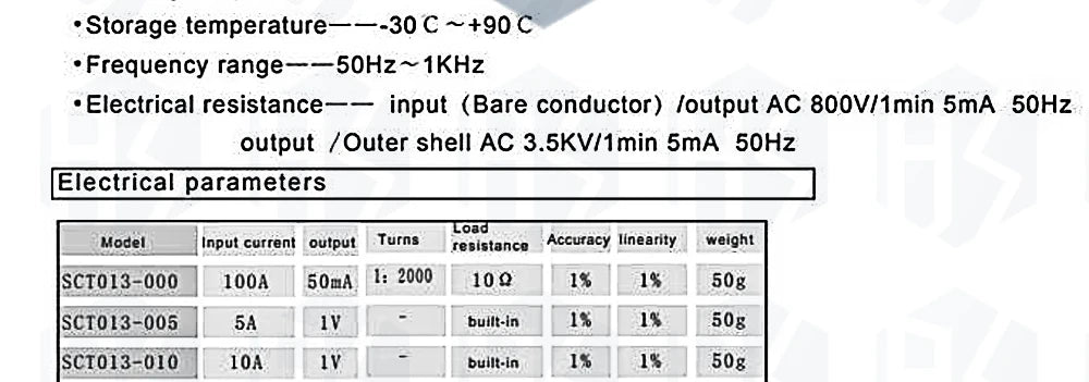 Non-invasive Split Core Current Transformer AC Current Sensor-100A, 30A,50A  (SCT-013 - 000, SCT - 013 - 030, SCT - 013 - 050)