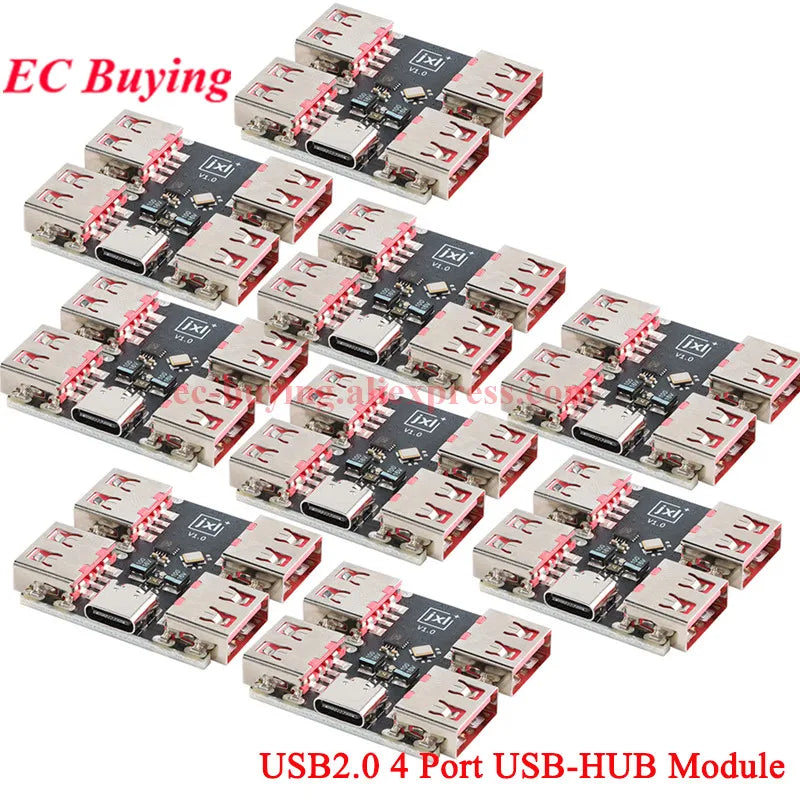 1-10Pc USBHUB USB2.0 7 4-port Controller Expansion Module USB 2.0 to 4 Channel Way Splitter USB-HUB Type-C Extender Board 40MB/S