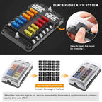 6/12 Way 12-24V Car Boat Fuse Blade Fuse Box Holder With Plastic Cover For Power Panel Board Camper Fuse