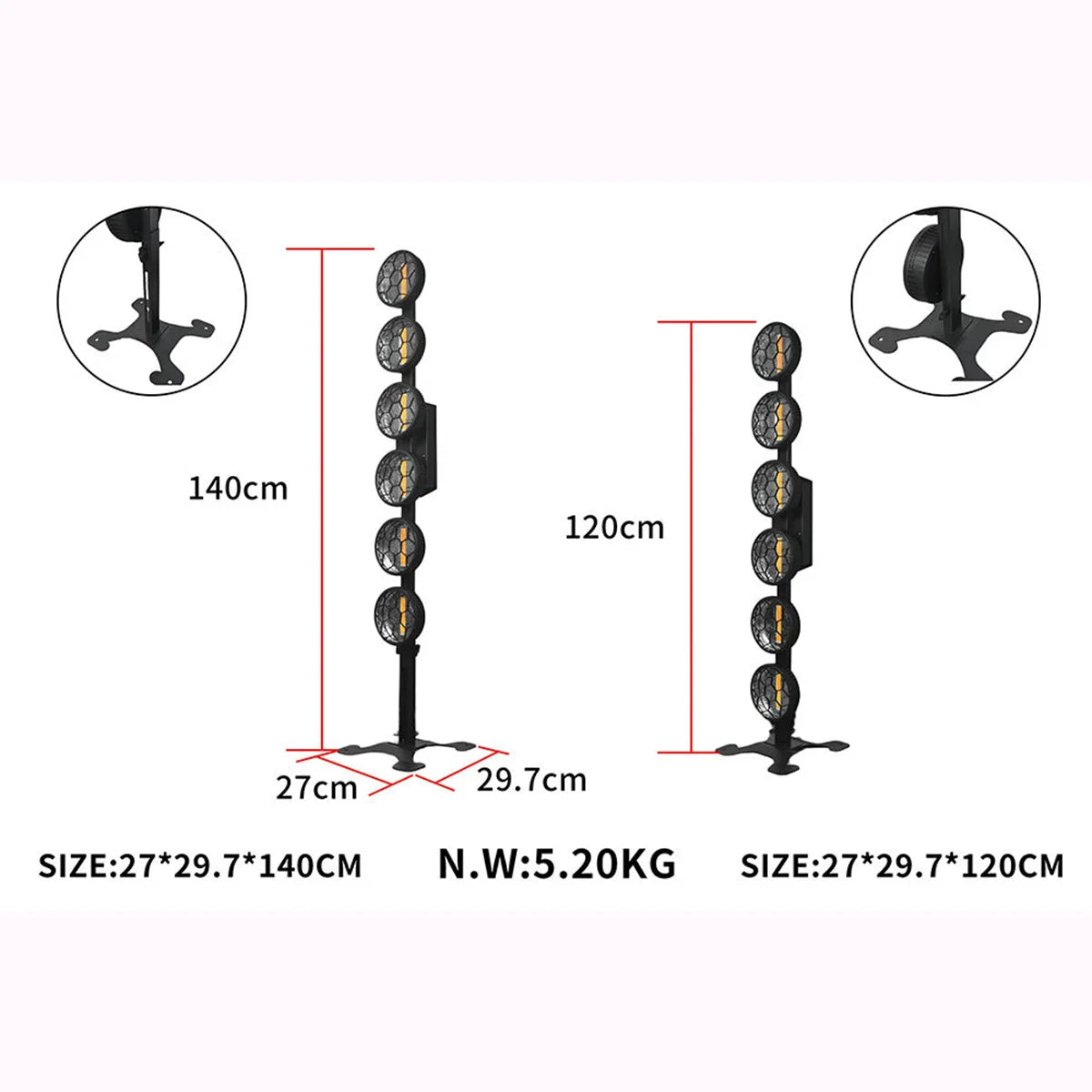 6‑Head Retro Stage Light MAX 300W COB RGB Effect Light DMX512 Voice Control 15/33CH Strobe Party Bar DJ Show Lighting IP20