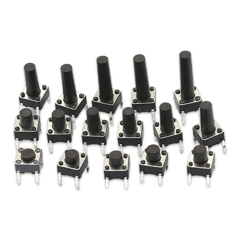 50PCS Momentary Tactile Push Button Click Switch 6X6mm 4.3mm-17mm H=4.3mm 4.5mm 5mm 6mm 7mm 8mm 9mm 10mm 13mm 14mm 4Pin Switch