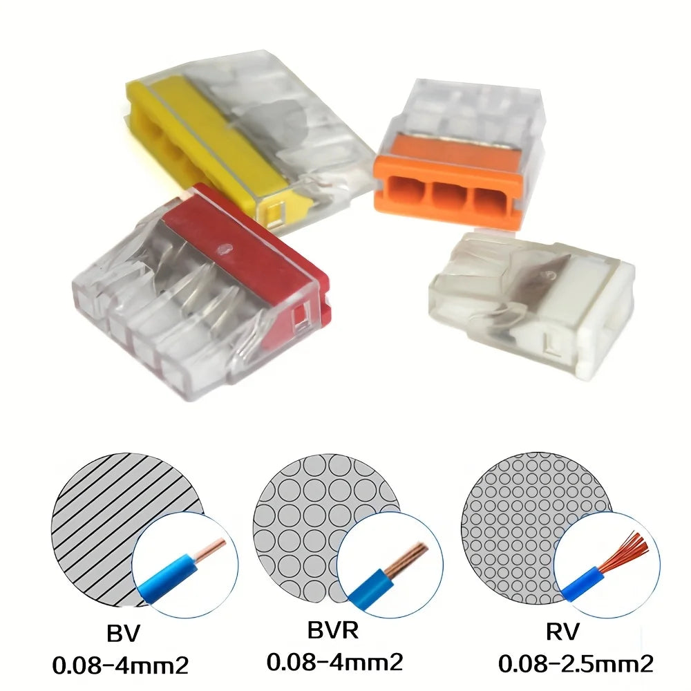 50pcs Mini Quick Wire Connectors 2/3/4/5/ Ports Terminal Block Hard Stainless Easy Electric Quick Push-In