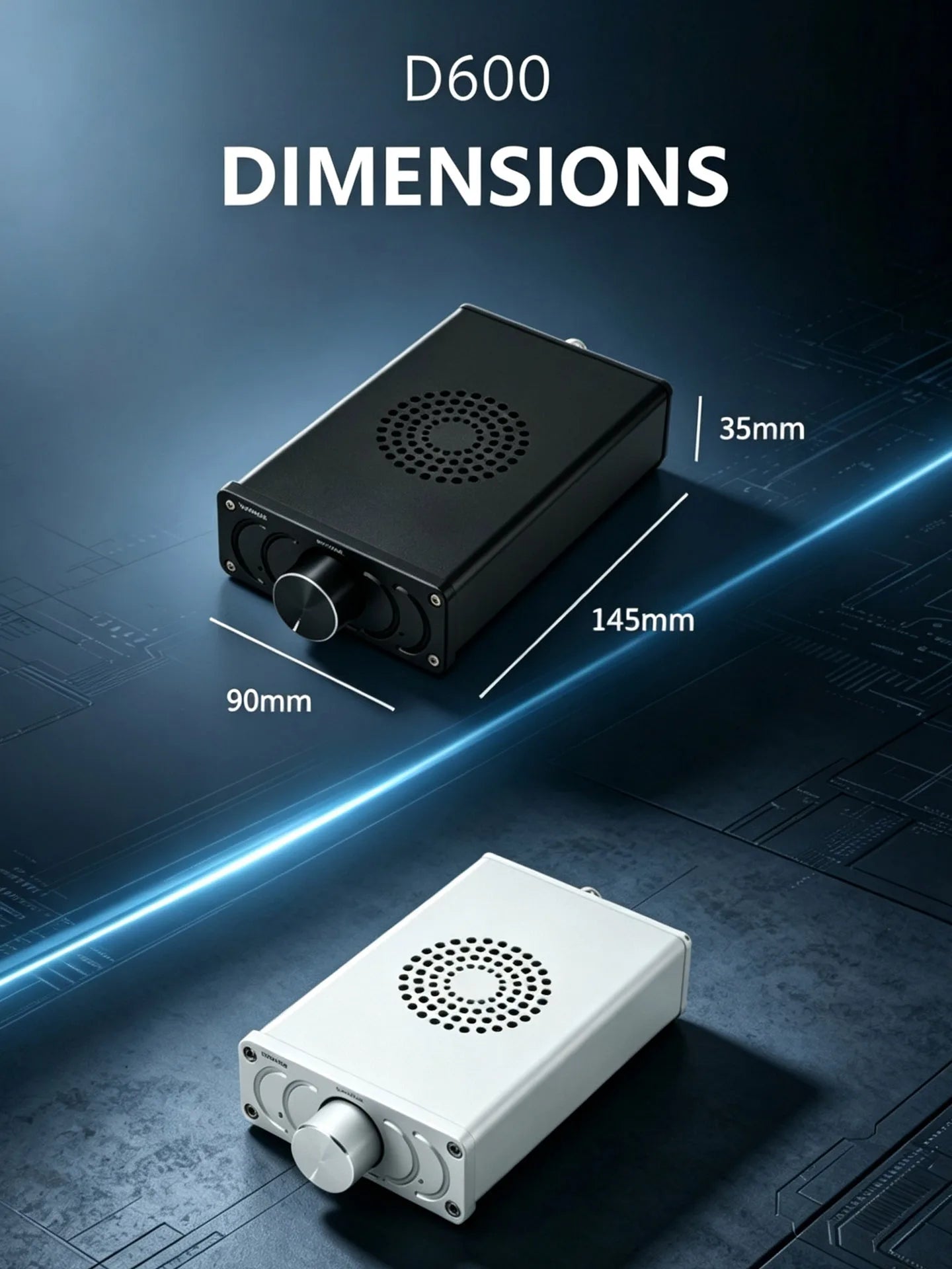 YJCO D600 TPA3255 Mono Amplifier 600W DC24-48V HiFi Digital Audio Amp RCA 3.5mm Input Subwoofer Power Amplifier SNR110dB