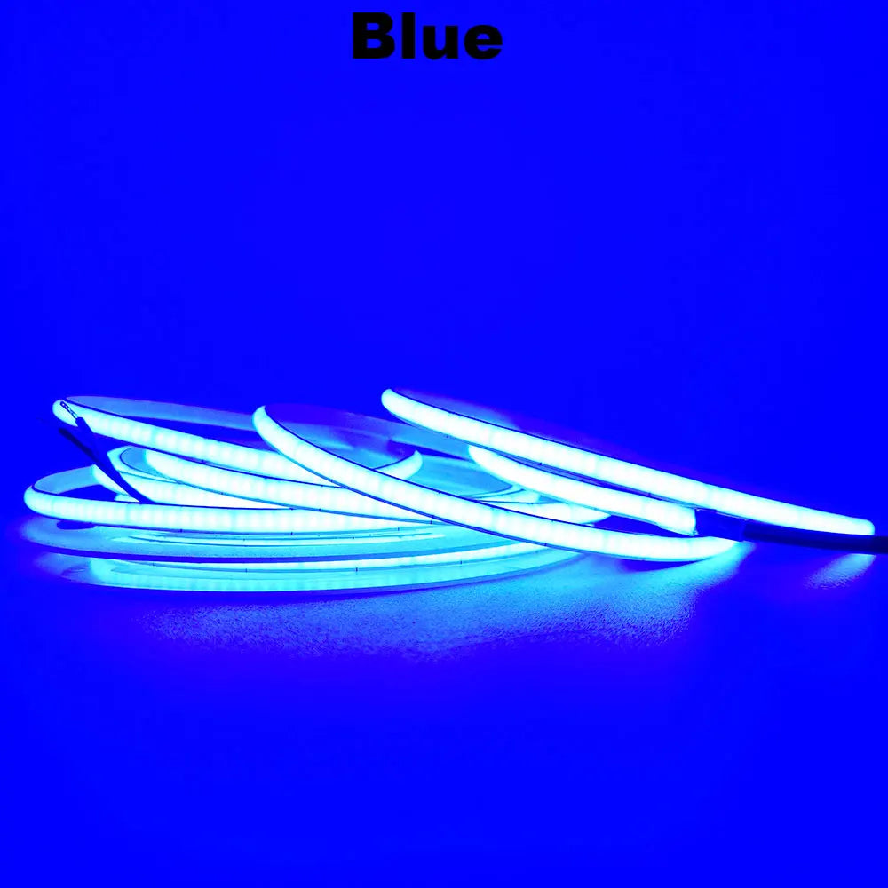12V 24V COB LED Strip 5mm/8mm PCB 400/480LEDs/m Flexible Red/Green/Blue/Pink/Ice Blue/Yellow Led Strip For Home Decor LED Lights