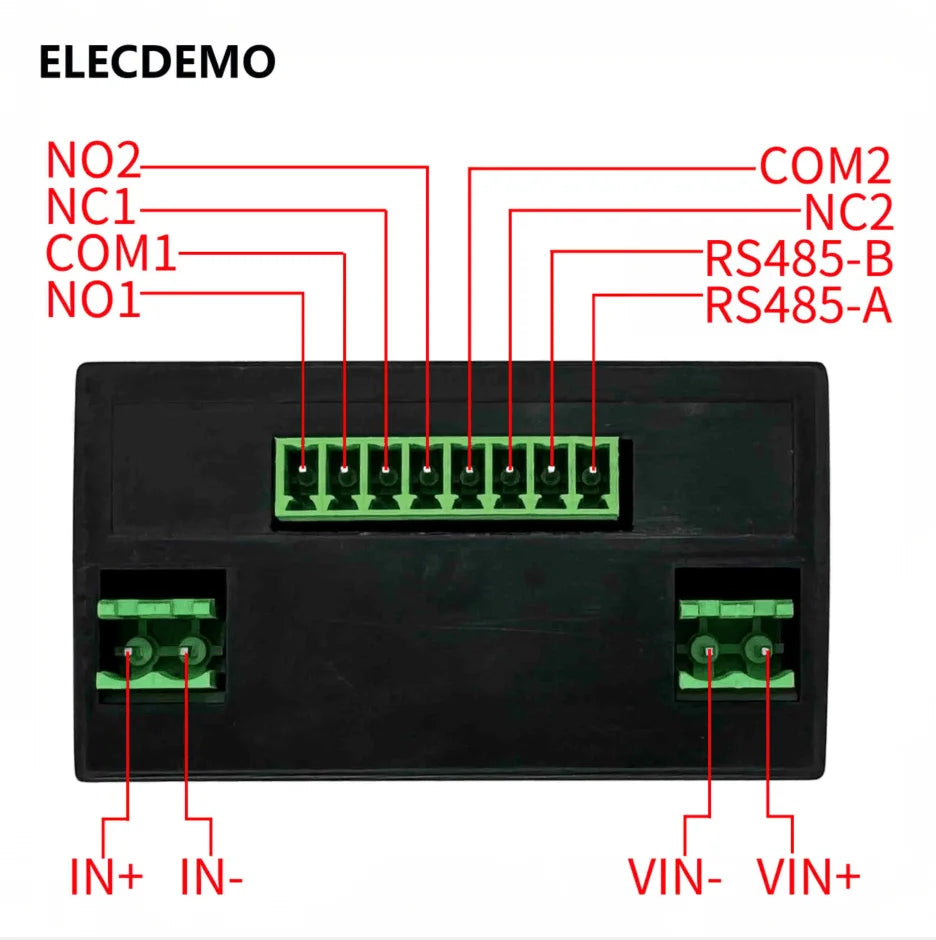 DC Digital Voltmeter Ammeter Panel Meter with Upper/Lower Limit Alarm, RS485 Modbus RTU, Relay Output Control, LED Display Kit