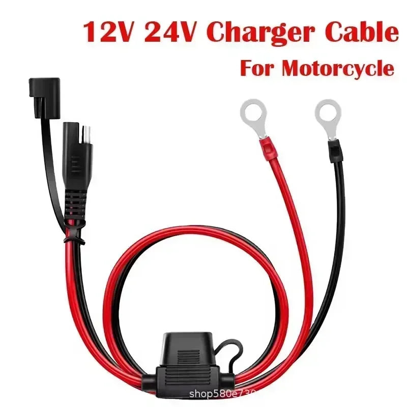 12V Car Battery Charging Cable SAE Terminal 24V Female Pump Plug 16AWG Extension Cord for Motorcycle Truck RV Boat Modification