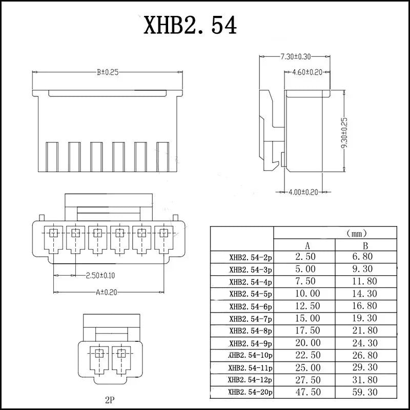 5Pcs XHB 2.54mm with Lock Connector Wire 24AWG Single/Double Head Forward & Reverse Polarity 10/20/30cm Length
