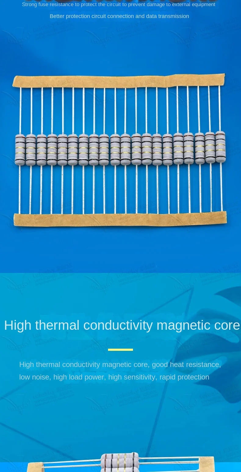 20PCS 2W 5% Wire Wound Resistor Fuse Winding Resistance 0.1 0.15 0.22 0.33 0.47 0.5 1 2.2 3.3 4.7 5.1 8.2 10 20 22 47 51 100 ohm
