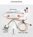 DC12V Touch Dimmer 5A 60W Single-Button Touch Time and Temperature Display LED Sensor Switch, Suitable for Bathroom Mirrors