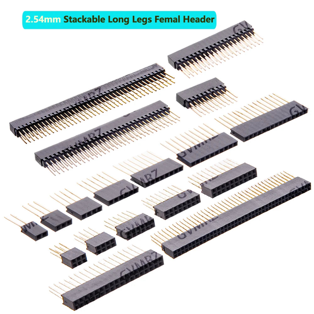 2/3/4/6/8/10/15 Pin 2.54 mm Stackable Long Legs Femal Header For Arduino Shield 2X10P/2X20P/2X32P/2X40P