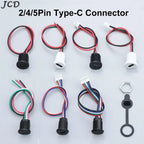 JCD 2/4/5Pin Type C Connector With Line Nut Locking Plate PH 2.0 Waterproof Cap High Current Fast Charging Jack USB C Port
