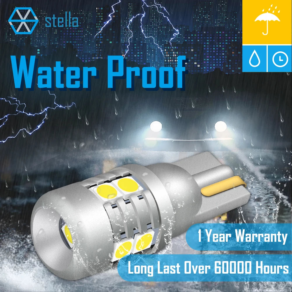 Stella 2pcs 9-46V T10 LED W5W 3000k Warm White 4300K Nature White 6000K Cold White High Bright Lamp Canbus Bulb 9SMD 3030 Chip