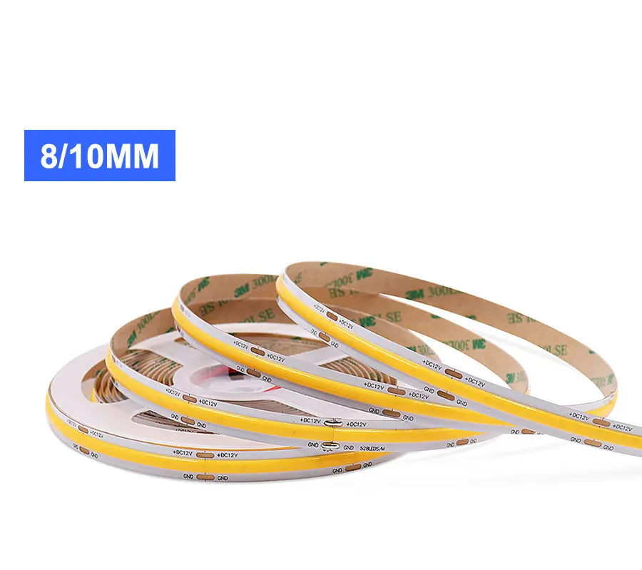 FOB COB LED Strip Lights 3mm 5mm 8mm 10mm 12V 24V Flexible Dimmable LED Tape Easy Install Cuttable 3000K 4000K 6000K LED Tape