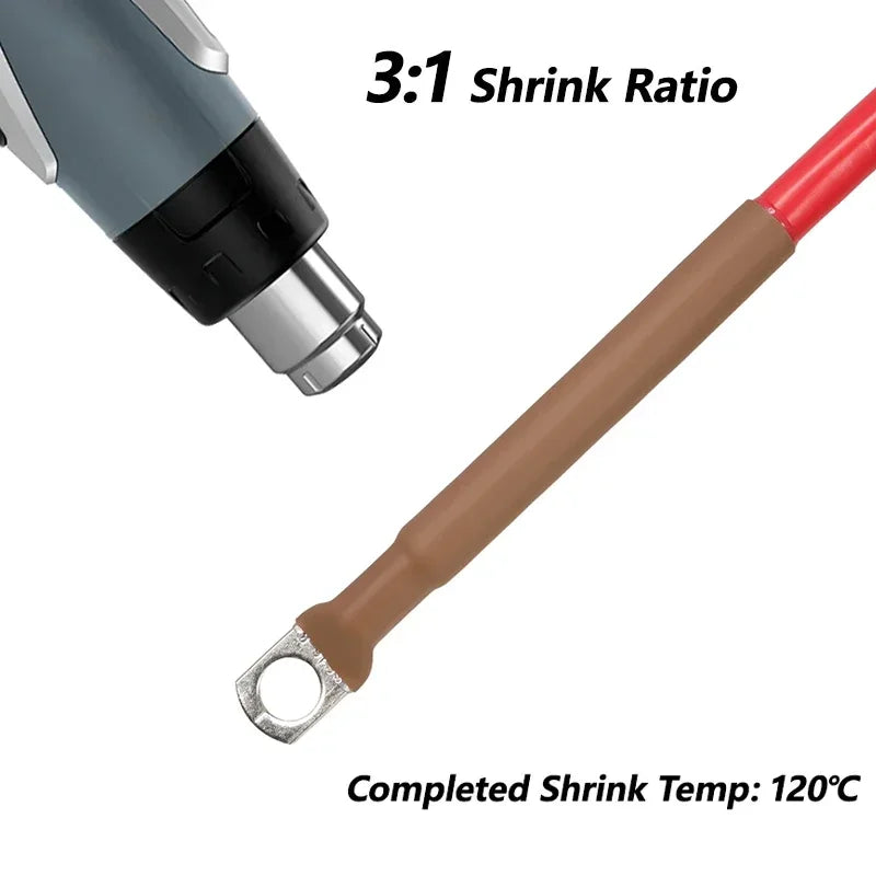 Brown 3:1 Heat Shrink Tube With Glue Diameter 1.6~39mm Double Wall Adhensive Polyolefin Sleeve Lined Wire Cable Protector 1~20m