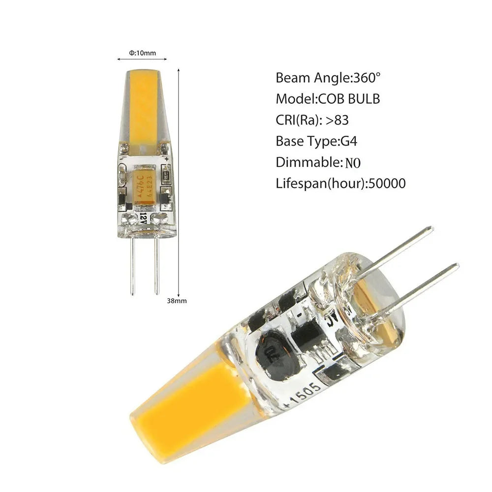 10PCS Dimmable Mini G4 LED COB Lamp 6W Bulb AC DC 12V 220V Candle Lights Replace 30W 40W Halogen For Chandelier Spotlight