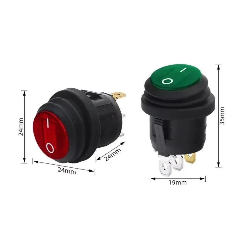 KCD1 Waterproof Round Button Rocker Switch KCD1 Boat-shaped Switches Push Button Switch ON OFF with Light 12V 220V