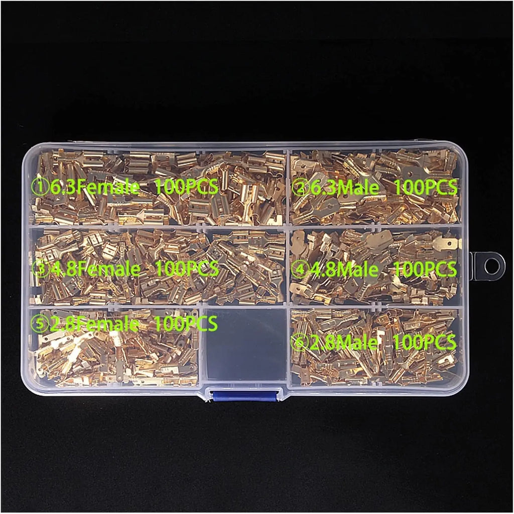 600Pcs 2.8/4.8/6.3mm Male Female Spade Connectors Wire Crimp Terminal Block with Insulating Sleeve Assortment Kit Going