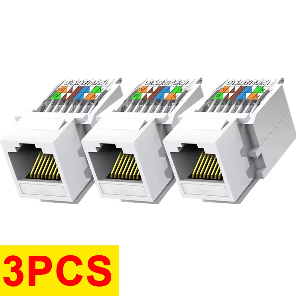 RJ45 Cat6/Cat5e Ethernet Keystone Jack No Punch-Down Tool-Less RJ45 Module Coupler Ethernet Module Female Jack Wall Adapter