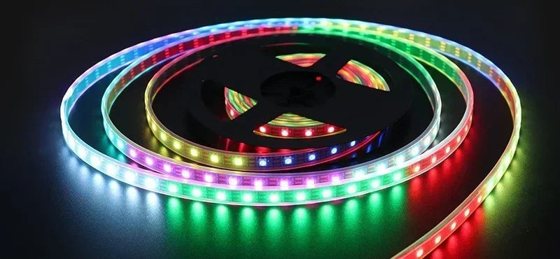 WS2812B RGB IC Smart LED Strip 5050 Individually Addressable IC 30/60/144Pixels/Leds/m Light DC 5V Black IP30 IP67 Waterproof