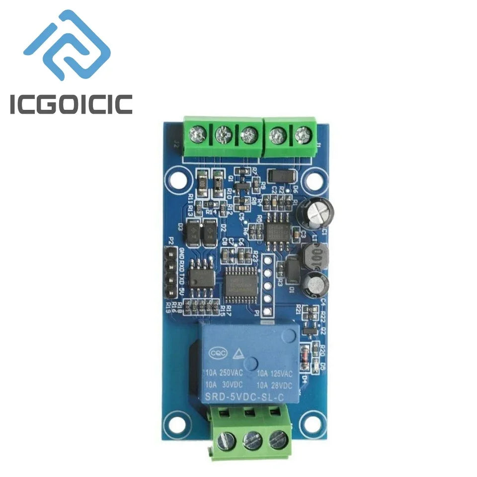 1-Channel RS485/TTL Relay Module – Isolated Output, 7-24V DC, Anti-Reverse Protection for Modbus RTU & PLC Systems