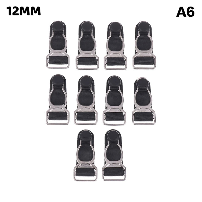 10Pcs 10/12/15/18MM Metal Adjust Buckle For Corset Leg Garter Belt Clip Hook Suspender Ends Buckles Hosiery Stocking Grips