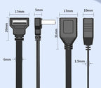 65W USB 1 to 2 Fast Charging Elbow Computer Extension Cord Flat Data Cable Mobile Phone Car Expander Carplay Splitter 10/20cm