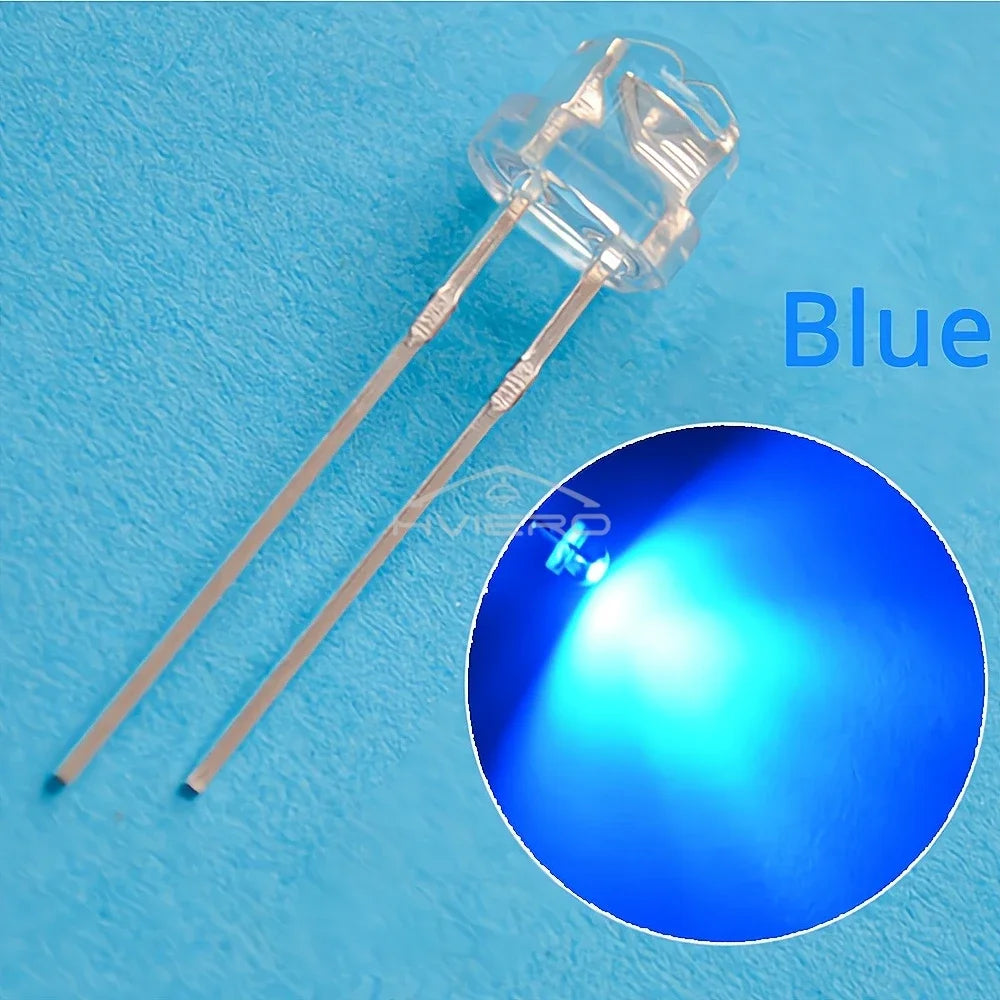 F5 5mm Straw Mini Hat Emitting Diode Ultra Bright Water Clear Light Bead White Blue Green Yellow Red Wide Angle LED Bulb