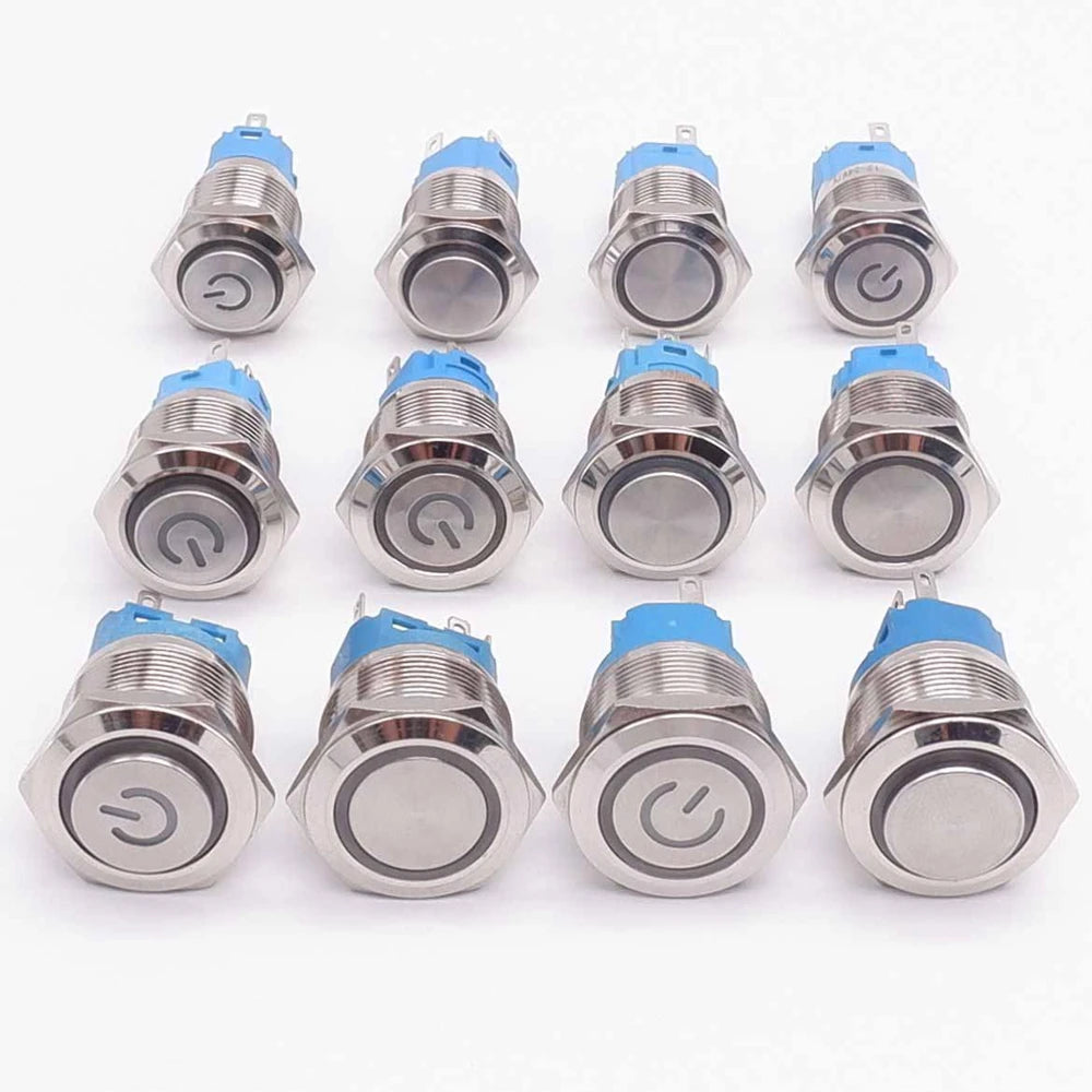 16mm 19mm 22mm Metal Power Supply Switch Push Button PC Pulsador Car Engine Backlit 3v 6v 12v 24v 220v Momentary Start Stop LED