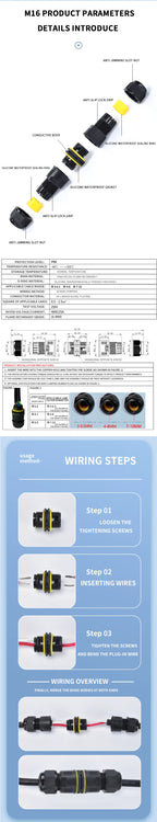 IP68 M16 M20 M25 Male Female Docking Connector Waterproof 2/3/4/5 Pin Terminal Electrical Wire  Cable Connector For Outdoor