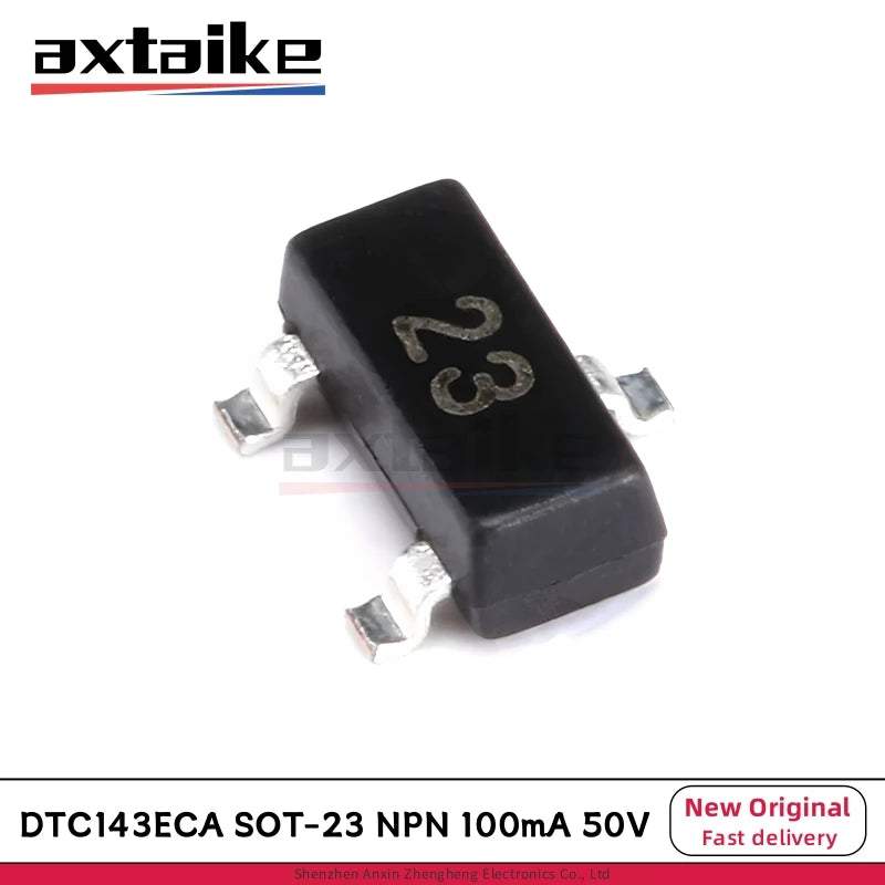 100PCS DTC143ECA SOT-23 MARKING:23 SMD DTC143 NPN 50V 100mA 200mW Digital Transistors Built-in Resistors