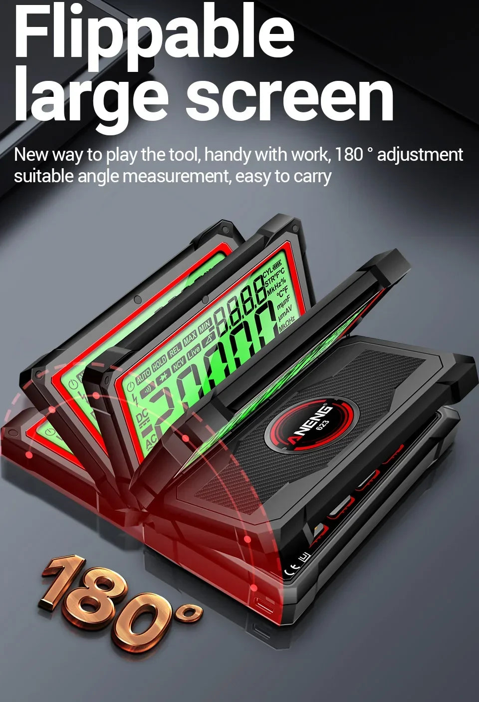 Digital Car Multimeter ANENG 623 Engine Speed Test Auto AC/DC Voltage/Current Ohm Meters Capacitance Car Pulse Width Test Tools