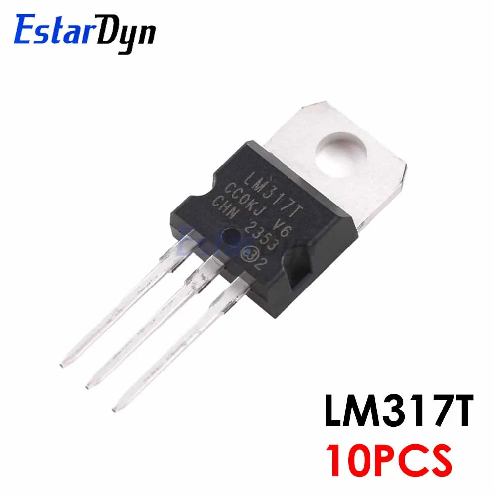 10PCS LM317T LM7805 TO-220 Linear Voltage Regulator Kit, 5V 12V Step Down Power Supply Stabilizer Module