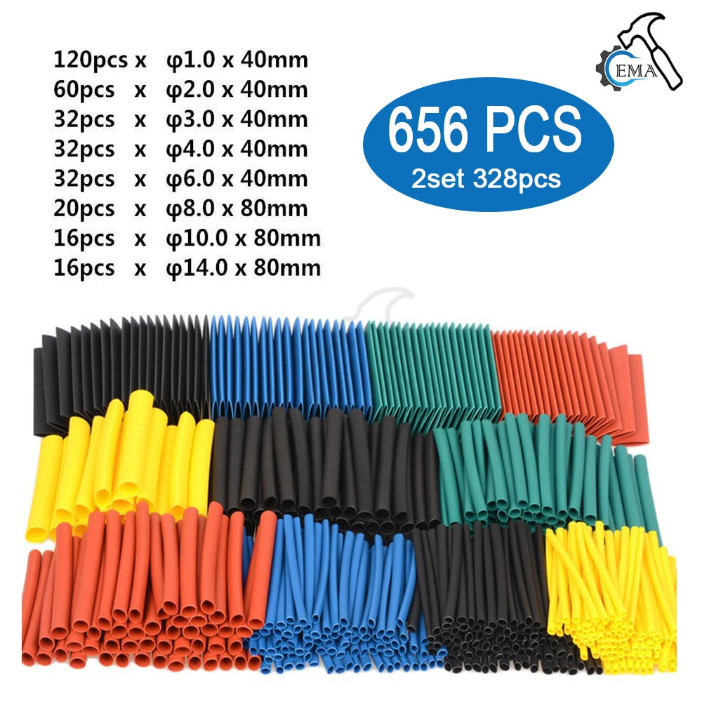 2:1 Heat Shrink Tube With 300W Hot Air Guns Kit EU US 110V 220V Heat Shrink Tubing Kit Cover Cable Repair Protection 1060/656pcs