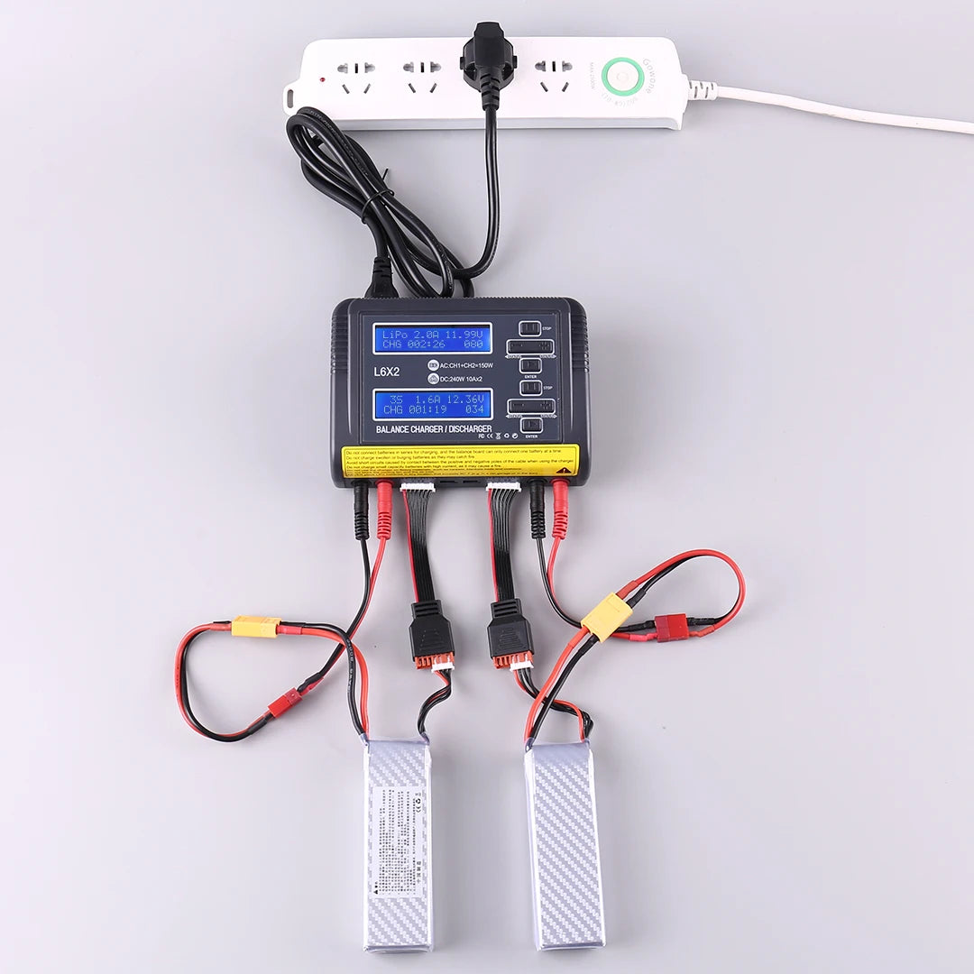 HTRC L6X2Lipo Intelligent Balanced Charger for RC Model Aircraft Dual Channel 2-6S Remote Control LiPo Battery Charger
