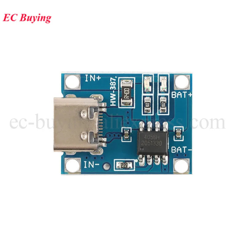 10Pcs/1pc TYPE-C USB 5V 1A 18650 TP4056 Lithium Battery Charger Module Charging Board DC 4.2V 4.5V-5.5V Input Voltage HW-387