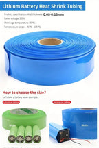 18650 21700 26650 Lipo Battery PVC Heat Shrink Tube Pack 25mm ~ 300mm Width Insulated Film Wrap Lithium Case Cable Sleeve Blue