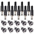 10Pairs DC Power Supply Jack Socket Female Panel Mount Connector 3-Pin 5.5x2.1mm 5.5mm*2.5mm Male DC Power Plug