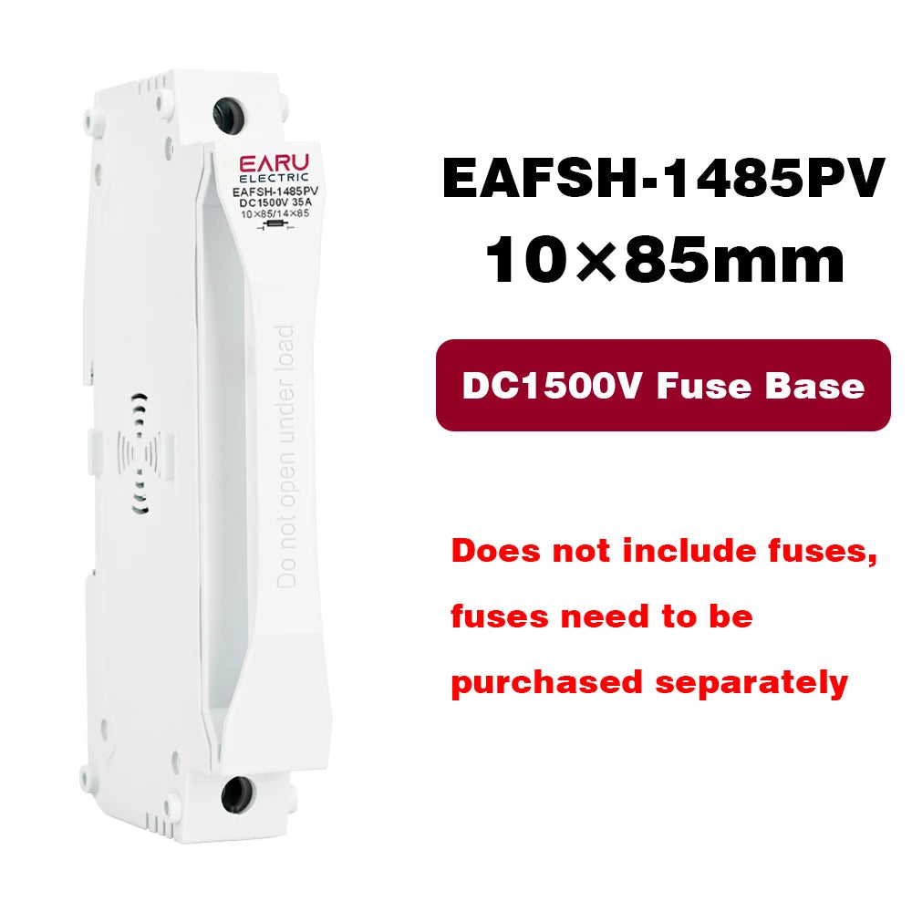 EARU Din Rail Solar Fuses DC 1000V 1500V PV Photovoltaic 20A 25A 30A Fuse Holder Base Solar System Short Circuit Protection GPV