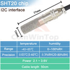 SHT20 SHT30 SHTC3 SHT35 I2C Temperature Humidity Sensor Probe