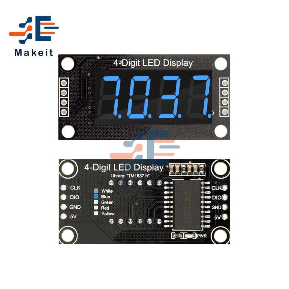 0.36 Inch 4 Bits 6-Digit LED Digital Display Tube Module 5V 7 Segments TM1637 0.36" Anode Tube Decimal Display Module FIve Color