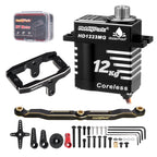 HobbyPark Waterproof 12kg HD1223 Digital High Torque Coreless Metal Gear Servo with Mount Arm Link Set for TRX4M 1/18 RC Crawler