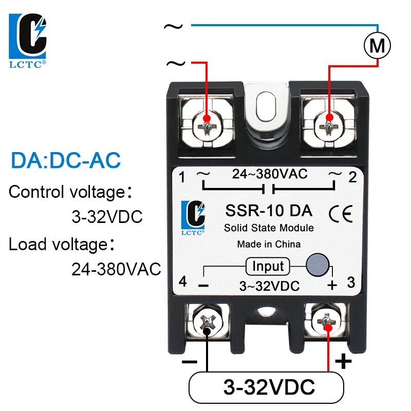 LCTC1PCS Single-phase Solid State Relay  DC to AC AC to AC DC to DC  Zero-crossing SSR 10A25A40A50A60A80A100A