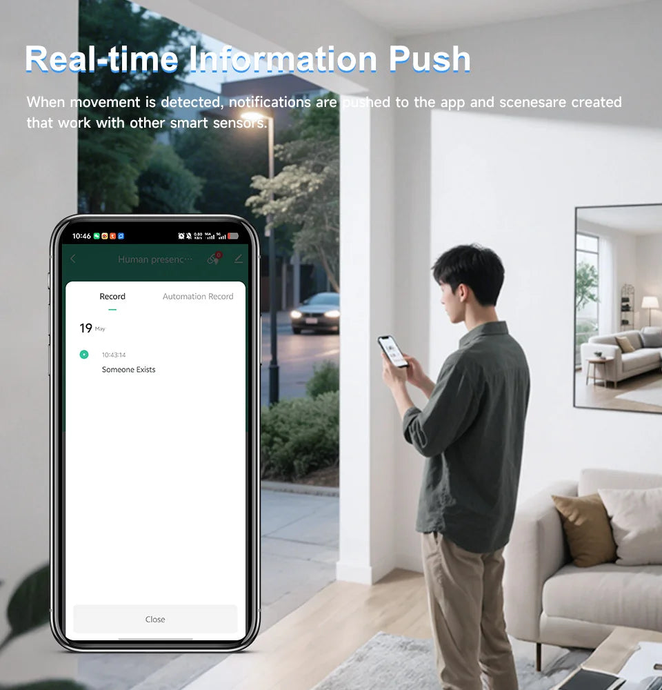 Smart Life Zigbee 24G MmWave Radar Motion Sensor Human Presence Detector Battery Powered Breathing Monitor for Home Automation