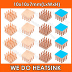 WE DO HEATSINK 10x10xmm 15x15x5mm 15x15x7mm Without or With Thermal Pad Square Pure Copper Heat Sink