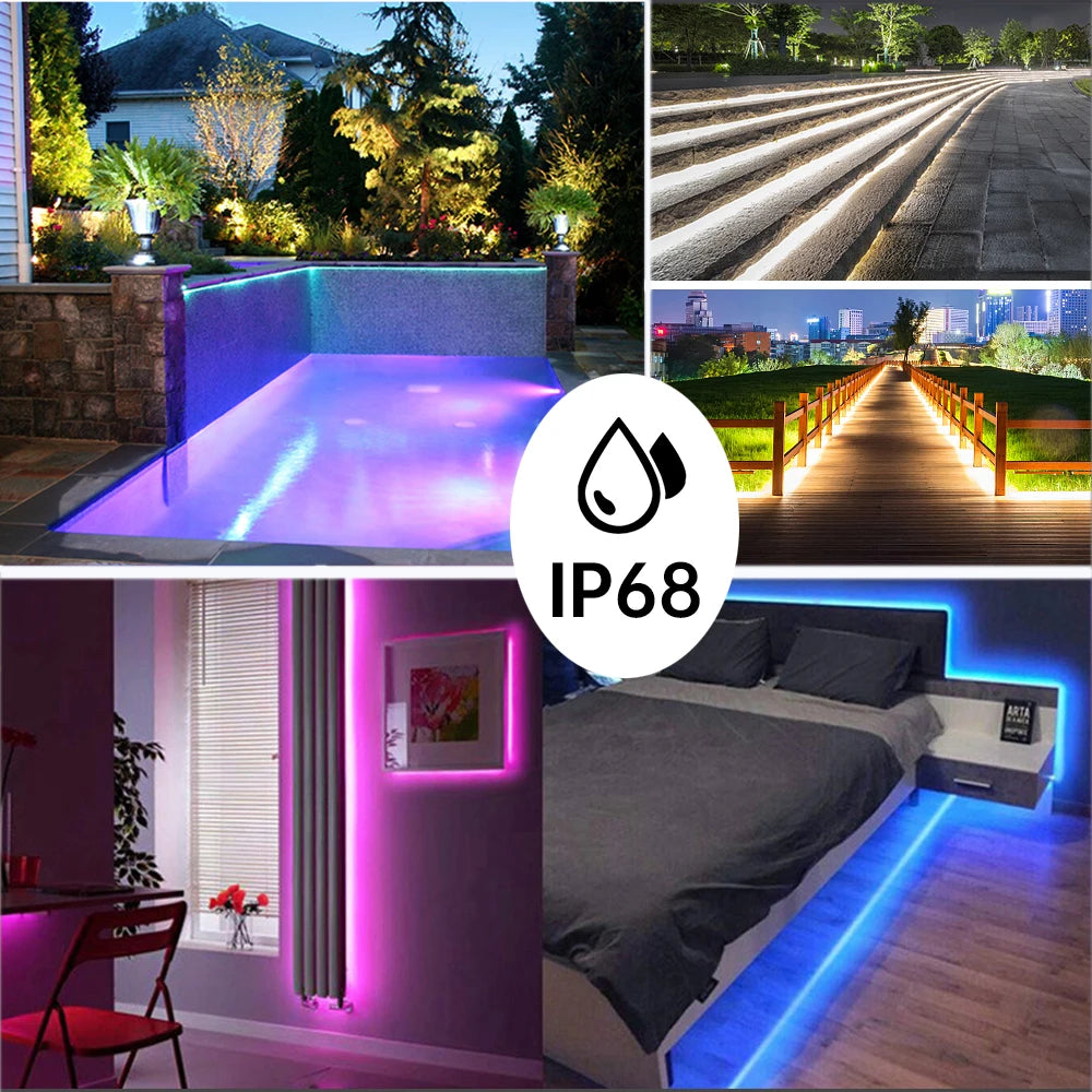 24V IP68 Waterproof LED Strip 120Leds White/Pink/Yellow/Red/Ice Blue/Green Swimming Pool Home Decor Flexible Ribbon Rope Light